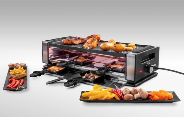 Unold 48760 raclettepannu 8 henkilö(t) 1200 W Musta, Ruostumaton teräs