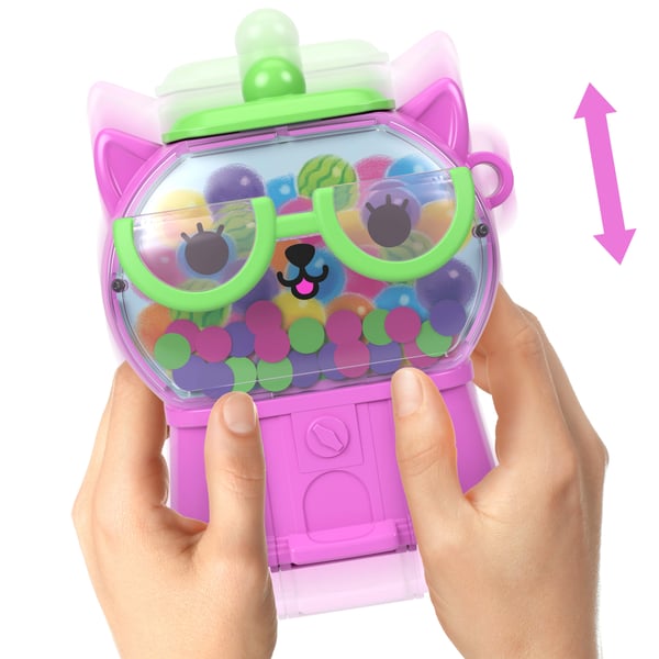 Polly Pocket Polly Pocket-tyggegummikillingeæske-legesæt med 1 mikrodukke og kæledyr, rejselegetøj med frugttilbehør og ture
