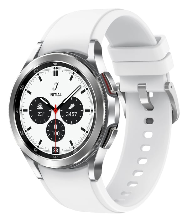 Samsung Galaxy Watch4 Classic 3,05 cm (1.2") OLED 42 mm Digital 396 x 396 pixlar Pekskärm 4G Silver Wi-Fi GPS Samsung Galaxy Watch4 Classic 3,05 cm (1.2") OLED 42 mm Digital 396 x 396 pixlar Pekskärm 4G Silver Wi-Fi GPS