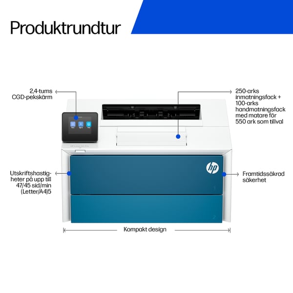HP LaserJet Pro 4007dn Svartvit Skrivare, Endast Ethernet