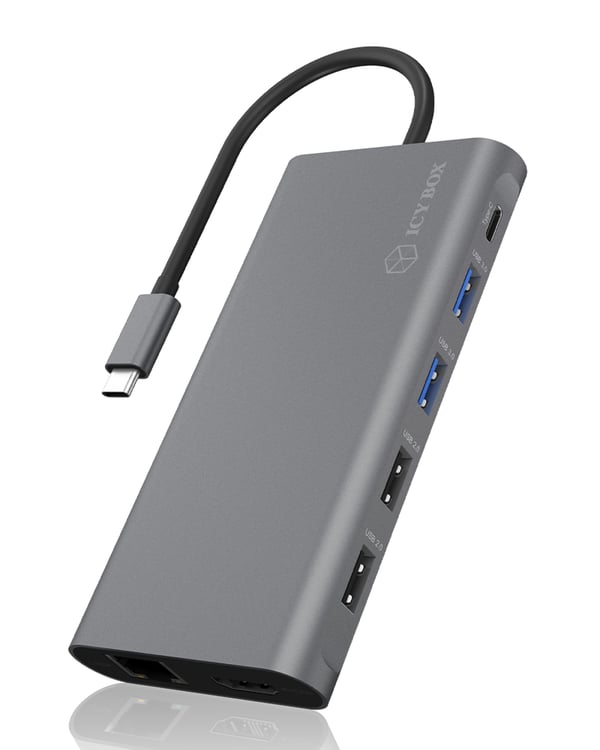ICY BOX IB-DK4050-CPD Langallinen USB 3.2 Gen 1 (3.1 Gen 1) Type-C Antrasiitti