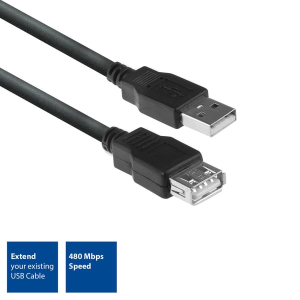 ACT AC3040 USB-kabel USB 2.0 1,8 m USB A 0,48 Gbit/sek. Sort