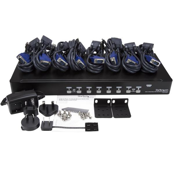 StarTech.com 1U hyllmonterbart USB KVM-switch-paket med 8 portar, OSD och kablar