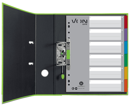 Leitz VON 12950000 faneskiller Blankt faneindeks Pap Blå, Grøn, Grå, Orange, Rød, Violet, Hvid, Gul