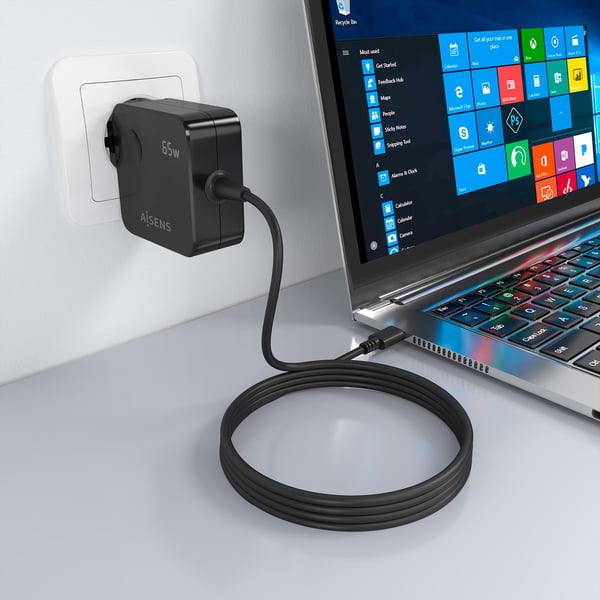 AISENS ASCH-1PD65WL85-BK mobiililaitteen laturi Matkapuhelin, Älypuhelin, Digitaalikamera, Universaali, Tabletti Musta AC Pikalataus Sisätila