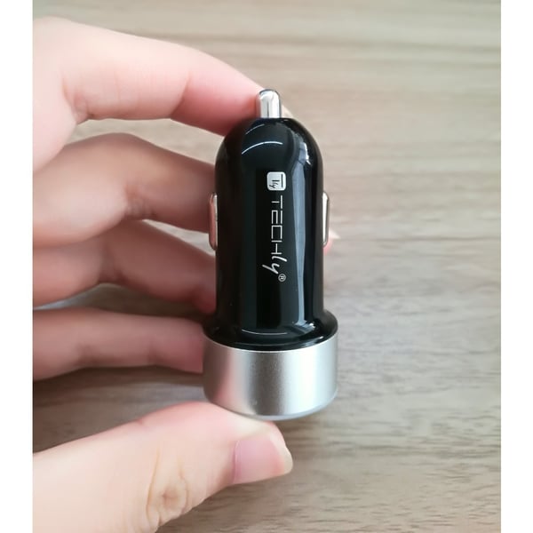 Techly IUSB2-CAR-ADP482 mobilladdare Universal Svart, Silver Cigarr tändare Automatisk