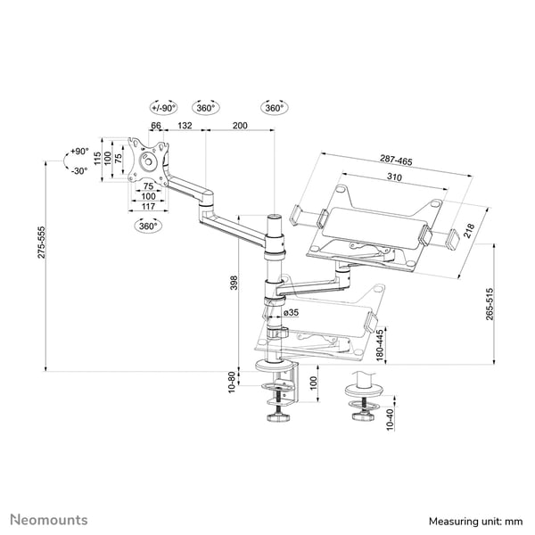 Neomounts DS20-425BL2 fäste och ställ till bildskärm 68,6 cm (27") Bord Svart