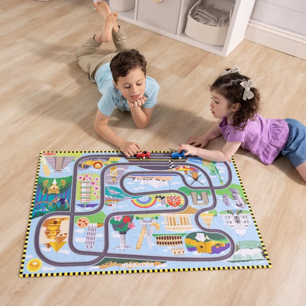 Melissa & Doug Race Around the World Tracks Puslespil 48 stk Kort