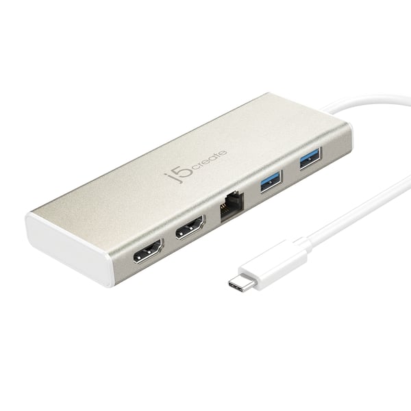 j5create JCD381-N USB Type-C™ dubbel HDMI mini dockningsstation-Ethernet/ USB 3.1 HUB / PD2.0