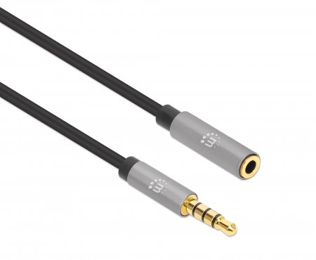 Manhattan 356022 audiokaapeli 1 m 3.5mm Musta, Hopea