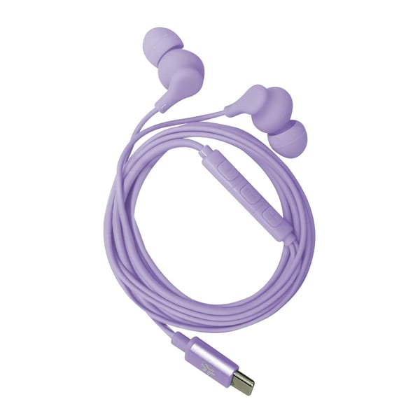 Celly UP1600TYPECVL kuulokkeet ja kuulokemikrofoni Langallinen In-ear Puhelut/Musiikki USB Type-C Violetti