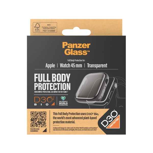 PanzerGlass ® Full Body Transparent w. D3O® Apple Watch Series 9 | 45mm Kirkas näytönsuoja 1 kpl