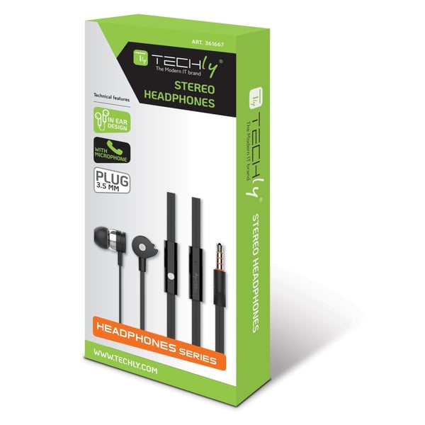 Techly SB-HP A1BKTY kuulokkeet ja kuulokemikrofoni Langallinen In-ear Puhelut/Musiikki Musta