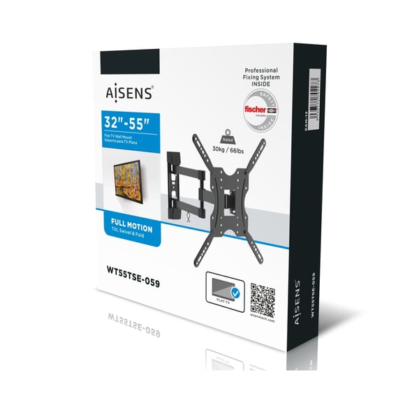 AISENS WT55TSE-059 monitorin kiinnike ja jalusta 139,7 cm (55") Seinä Musta