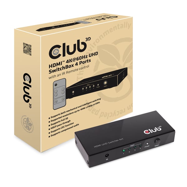 CLUB3D HDMI 2.0 UHD SwitchBox 4 Ports