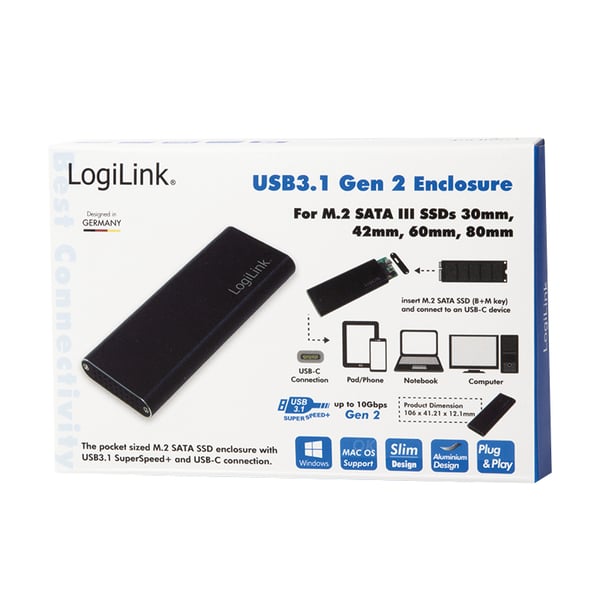 LogiLink UA0314 drevkabinet SSD kabinet Sort M.2