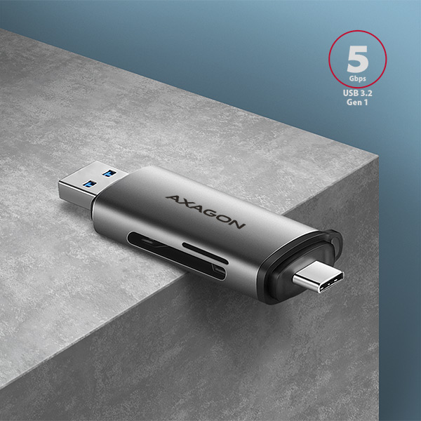 Axagon CRE-SAC kortinlukija USB 3.0 Type-A/Type-C Harmaa