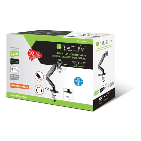 Techly ICA-LCD 514 monitorin kiinnike ja jalusta 68,6 cm (27") Vastaanotto Musta