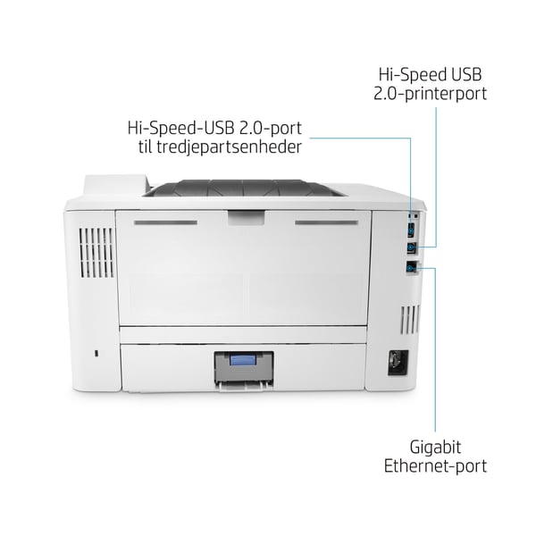 HP LaserJet Enterprise M406dn, Sort og hvid, Printer til Virksomhed, Print, Kompakt størrelse; Stærk sikkerhed; Tosidet print; Energibesparende; USB-print fra printerens forside
