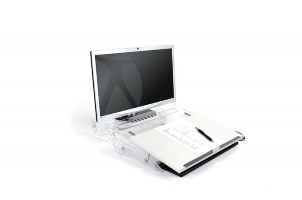 BakkerElkhuizen FlexDesk 630N dokumentplastfickor Akryl, Plast, Gummi, Stål Transparent, Vit