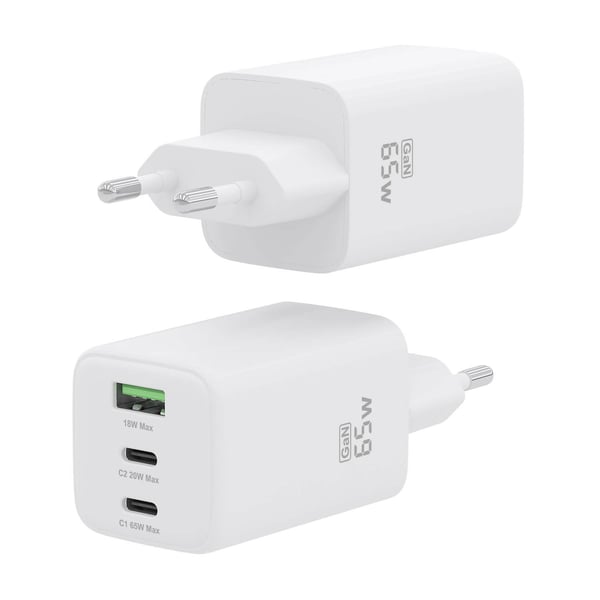 AISENS ASCH-65W3P041-W oplader til mobil enhed Universel Hvid Vekselstrøm Hurtig opladning Indendørs