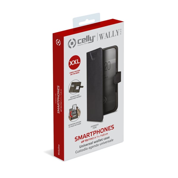 Celly Wally One XXL mobiltelefon etui 14 cm (5.5") Flipetui Sort