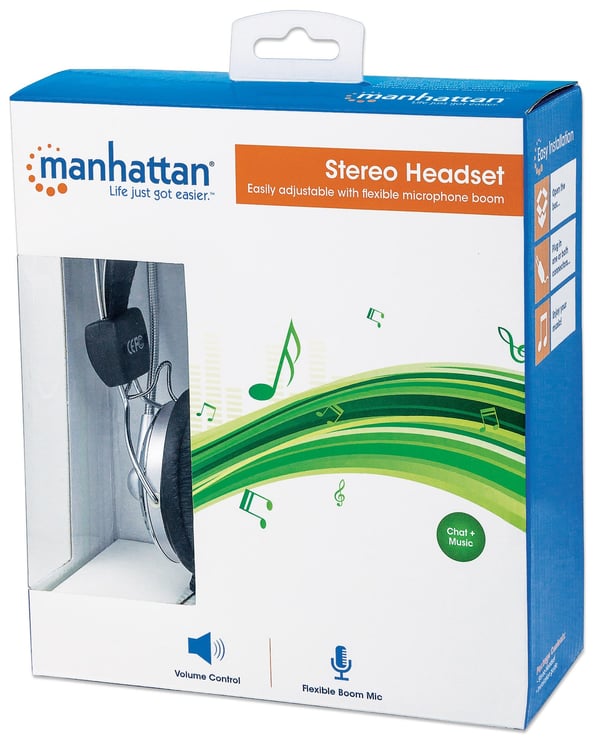 Manhattan 175517 hörlur och headset Kabel Huvudband Samtal/musik Grå
