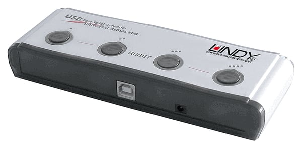 Lindy 42858 seriel konverter/repeater/isolator USB 1.1 RS-232 Sort, Sølv
