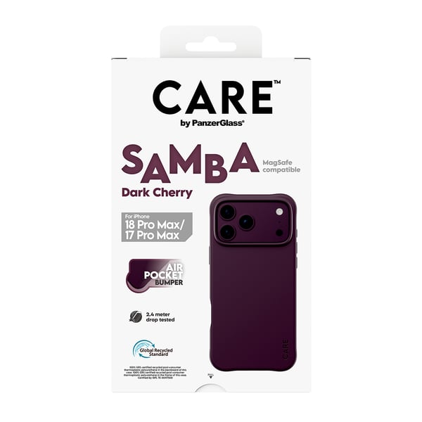 PanzerGlass CARE™ by ® Samba Case Dark Cherry w. MagSafe iPhone 2026 Pro Max | 17 Pro Max matkapuhelimen suojakotelo Suojus Läpinäkyvä