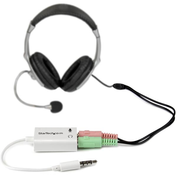 StarTech.com 4-paikkainen mikrofoni- ja kuulokejakaja 3,5 mm 4-nastainen / 4-napainen mikrofoni- ja äänikombo
