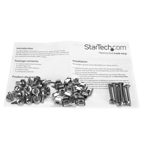 StarTech.com Vertikalt vægmonteret 19 tommer serverrack - 6U - Vægmontering - Sort - 6U - 48.