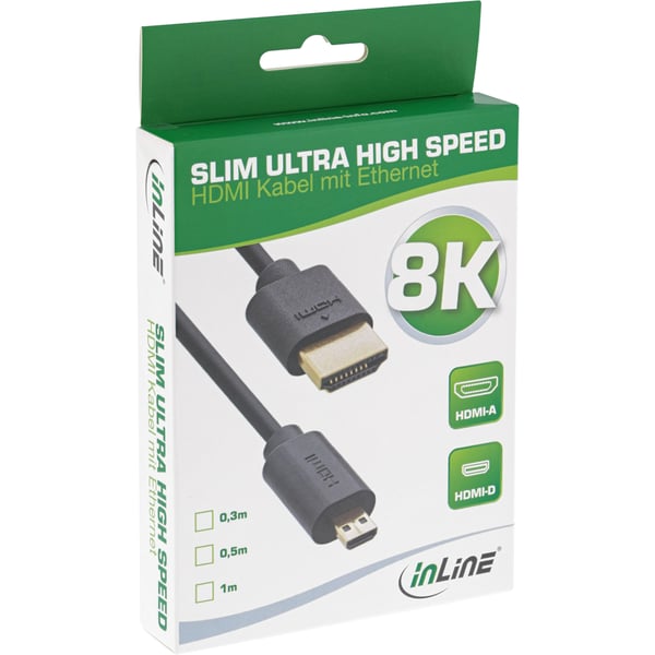 InLine 17933D HDMI-kabel 0,3 m HDMI Typ A (standard) HDMI Typ D (micro) Svart