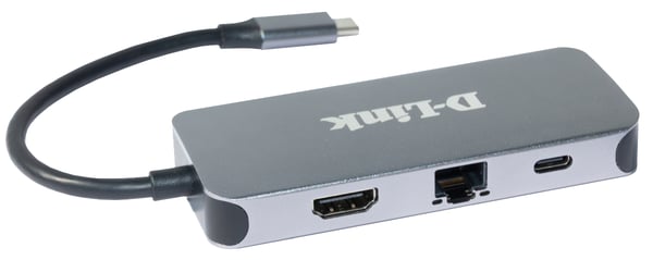 D-Link DUB-2335 kannettavien tietokoneiden telakka ja porttitoistin Langallinen USB Type-C Harmaa