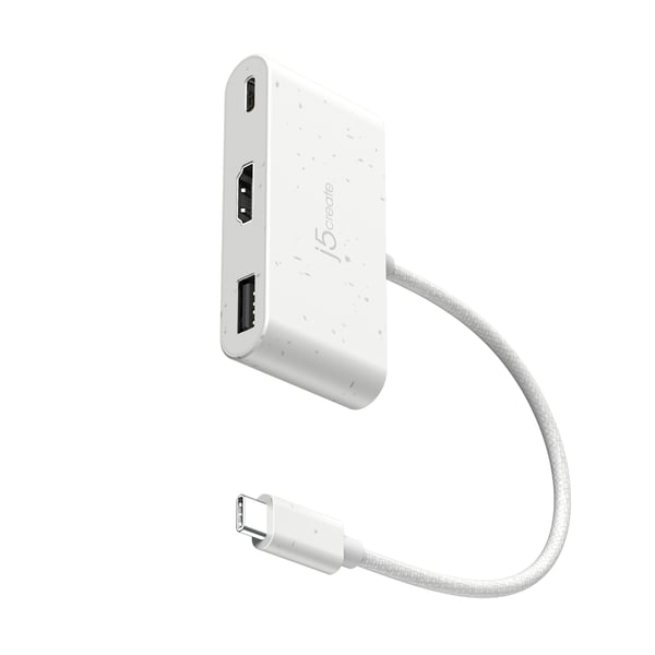 j5create JCA379EW-N Miljövänlig USB-C® till HDMI™ och USB™ typ-A med strömförsörjning