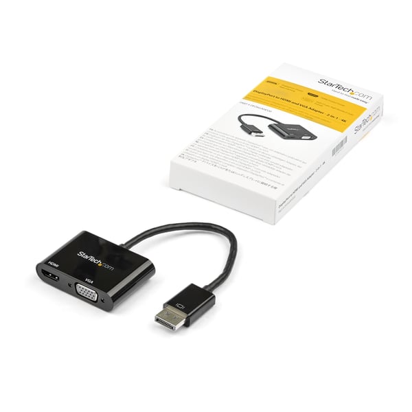 StarTech.com DP2VGAHD20 videokabel adapter DisplayPort HDMI + VGA (D-Sub) Sort