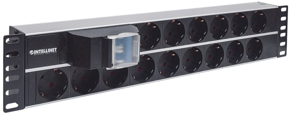 Intellinet 714051 strømforsyningsenhed (PDU) 15 AC stikkontakt(er) 2U Aluminium, Sort