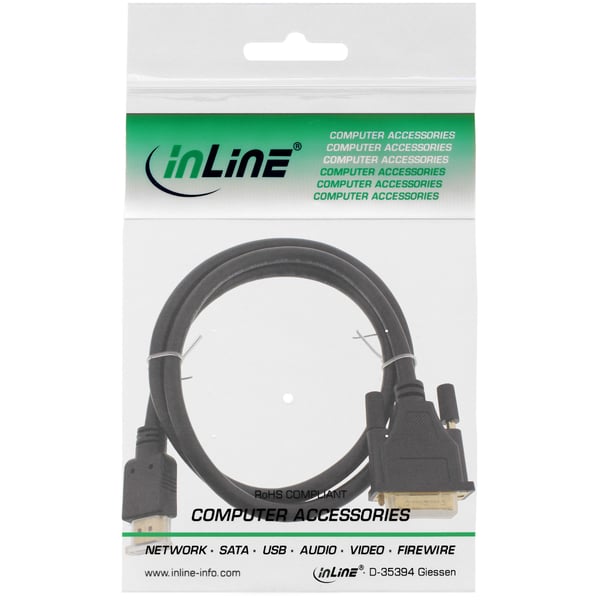 InLine 17662P videokaapeli-adapteri 2 m HDMI DVI-D Musta