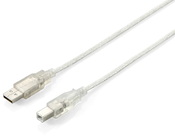 Equip 128651 USB-kabel USB 2.0 3 m USB A USB B 0,48 Gbit/sek. Sølv, Transparent