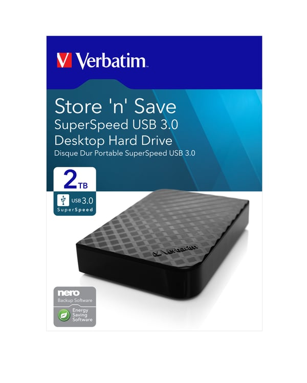 Verbatim Store 'n' Save externa hårddiskar 2 TB USB 3.2 Gen 1 (3.1 Gen 1) Svart