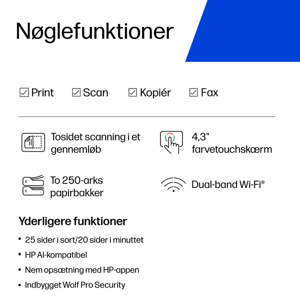 HP OfficeJet Pro 9135e Trådløst All-in-One Farve Printer, Instant Ink; 2-sidet printning