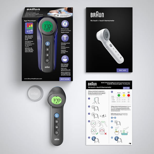 Braun BNT 400 BK Termometer med fjernregistrering Grå Pande Knapper