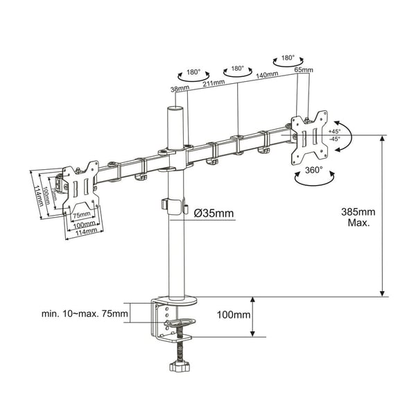ACT AC8362 fäste och ställ till bildskärm 81,3 cm (32") Bord Svart
