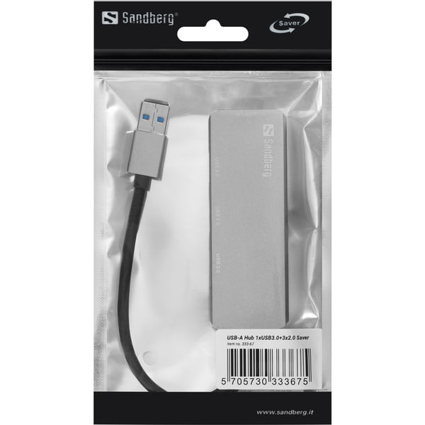Sandberg 333-67 gränssnittshubbar USB 3.2 Gen 1 (3.1 Gen 1) Type-A 5000 Mbit/s Grå