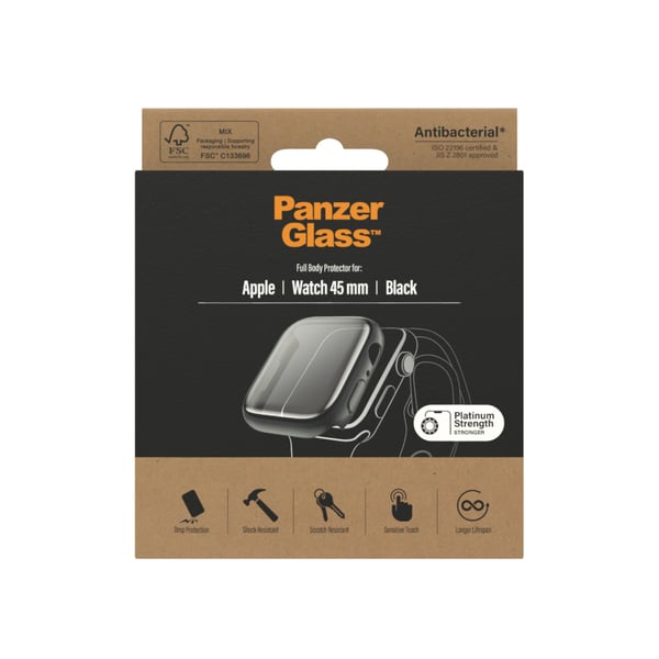 PanzerGlass ® Full body Case Apple Watch Series 9 | 8 | 7 | 45mm | Black Genomskinligt skärmskydd 1 styck