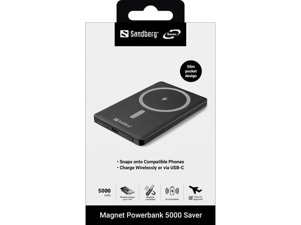 Sandberg 320-96 powerbank Lithium 5000 mAh Trådløs opladning Sort