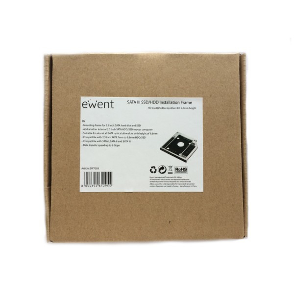 Ewent EW7003 Fodral för lagringsenheter Akrylnitrilbutadienstyren (ABS), Aluminium Svart, Vit