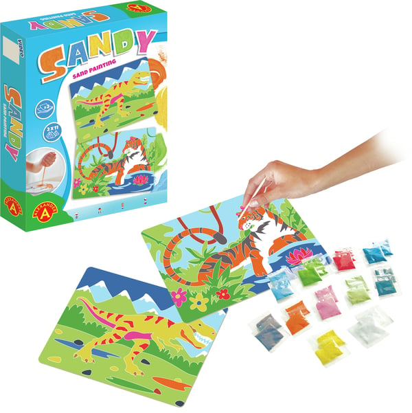 Alexander Toys Sandy Sand Painting Dinosaur + Tiger Värityskuvasetti