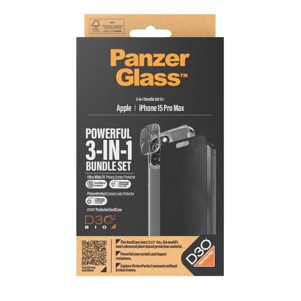PanzerGlass ® 3-in-1 Privacy Bundle iPhone 15 Pro Max Kirkas näytönsuoja Apple 1 kpl