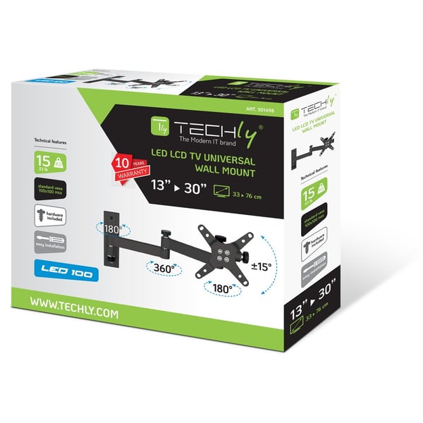 Techly ICA-LCD 104BK tv-fäste 76,2 cm (30") Svart