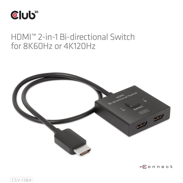 CLUB3D CSV-1384 KVM-switchar Svart